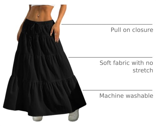 Image of Verdusa Women's Long Maxi Skirt Boho Flowy Flared Ruffle Skirts 2026 Beach Vacation Summer Going Out Outfits