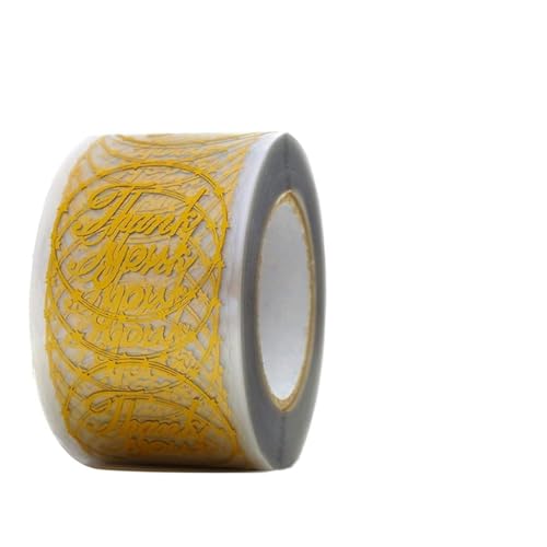 500PCS Transparent Gold Foil Thank You Stickers Roll, 1 Inch Waterproof Vinyl Elegant Decals for Wedding, Party Favors, Gift Wrapping, Scrapbooking - Luxury Decor for Teens, Adults, Boys, Girls(m)