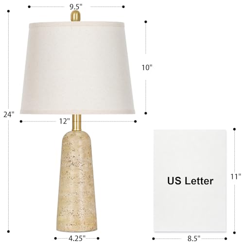 Juego de 2 lámparas de mesa beige estilo travertino 24 pulgadas miniatura 2