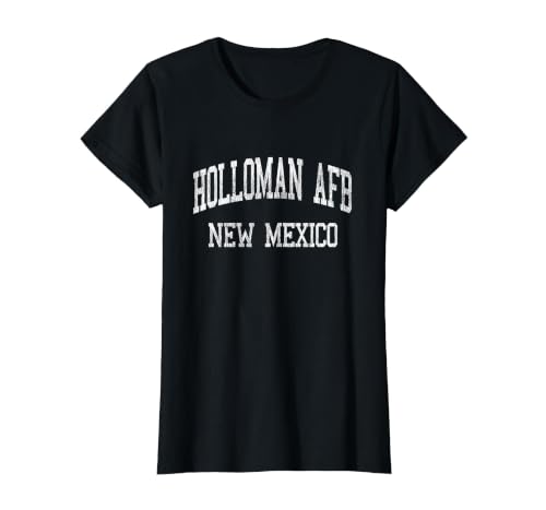 Holloman AFB New Mexico NM Vintage Athletic Sports Design T-Shirt, Women, Black, Large
