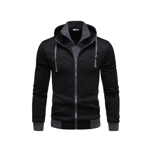 Fashion Jacket Casual Slim Fit Contrasting Color Hooded Cardigan Hoodie Mens Thin Jacket Fashion