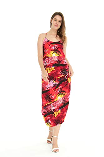 Image of Hawaii Hangover Family Matching Hawaiian Clothes, Sunset Red | Family matching Hawaiian outfits, Sunset Red, lightweight rayon, machine washable, tropical floral print, luaus, cruises