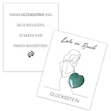 Snyvpra Schwangerschaft Geschenk Set mit Grünstern Glücksstein, Meilensteinkarten und Geschenkbox - Emotionale Geschenke für Werdende Mütter und Schwangere Freundin