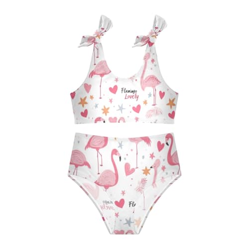 Plaaee Girls' 2 Piece Swimsuits Cute Flamingo Star Cute Bikini Set Bathing Suit 4T