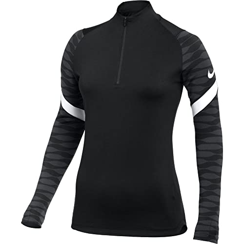 Image of Nike Women's Strike 21 Drill Top Training Sweatshirt, womens, CW6875-010, Black/anthracite/white/white, XS
