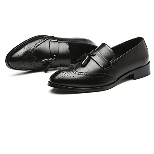 Image of Julymens Men's Handsome Slip-on Tassel Brogues Faux Leather Dress Shoes