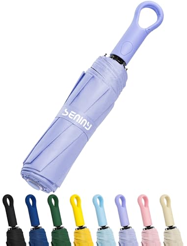 Seniny Umbrellas for Rain with Ring Buckle - Travel Umbrella Compact for Backpack Car Walking Automatic UV Umbrella for Sun Protection Small Portable & Folding Umbrellas for Windproof Women Kids