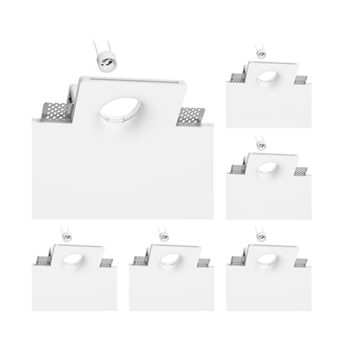 ledscom.de 6 pièces plafonnier encastré GIEDI, plâtre, blanc mat, 12 x 12cm, 1x GU10 max. 15W