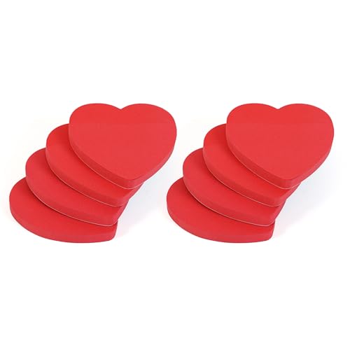 Evergreen Goods Lot de 8 blocs-notes adhésifs en forme de cœur Rouge 100 feuilles par bloc 76 x 76 mm
