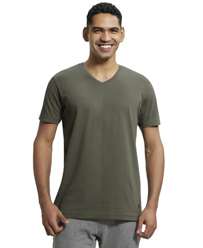 Image of Jockey 2726 Men's Super Combed Cotton Rich Solid V Neck Half Sleeve T-Shirt