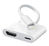 【正規 MFi認証】iPhone hdmi変換ケーブル ライトニング 純正 ミラーリング lightning hdmi 変換ケーブル 1080Pのハイビジョン 遅延なし 同期スクリーン Lightning-Digital AVアダプタ テレビに映す TV大画面 音声同期出力 簡単接続 日本語取扱説明書付き （ホワイト）