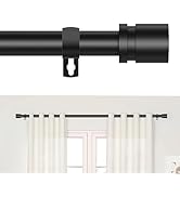 Black Curtain Rods for Windows 30 to 60 Inches, 5/8 Inch Adjustable Heavy Duty Modern Curtain Rod...