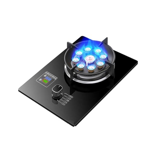 THEGA Estufa De Gas De 1 Quemador, 5,2 KW, para Interiores, con Temporizador De Encendido Automático Y Nueve Cavidades, Placa De Cocina De Vidrio Templado(NG)