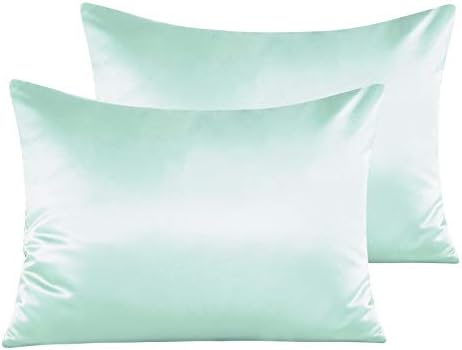 NTBAY 2 Pack Zippered Satin Pillow Cases for Hair and Skin, Luxury Standard Hidden Zipper Pillowcases Set of 2, 50x75 cm, Purple