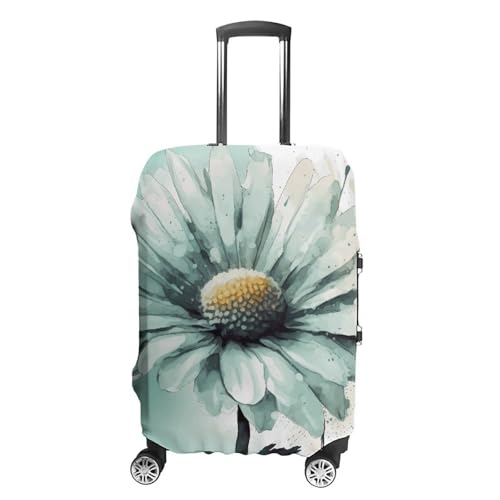 Mint Green Watercolor Daisy Luggage Cover, Washable Elastic Suitcase Cover Protector Fit 18-32 Inch Luggage