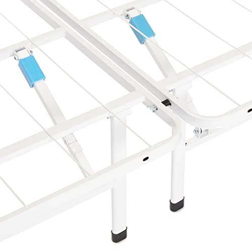Image of Amazon Basics Platform Bed Frame Full, Foldable Metal, Tool-Free Setup, 14 Inches High, White