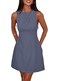 PRETTYGARDEN Womens Formal Short Dresses 2026 Summer Sleeveless Boat Neck A Line Elegant Mini Cocktail Party Dress (Dusty Blue,Small)