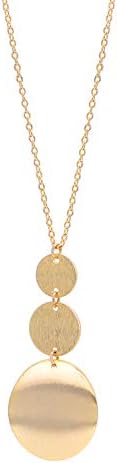 PERNNLA PEARL Long Disc Pendant Necklace for Women 18K Gold Plated Sweater Chain Fashion Jewelry