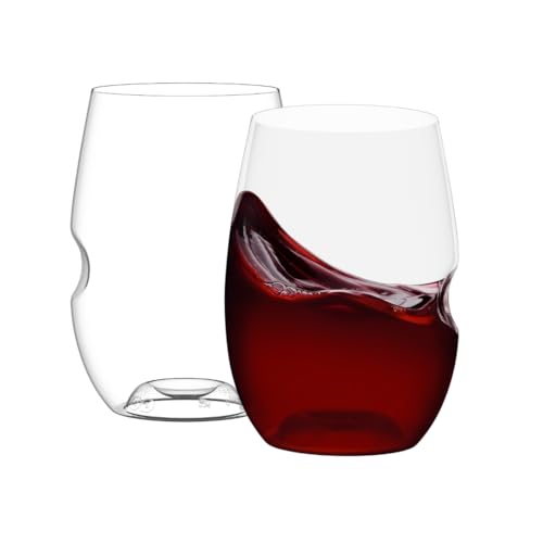 Govino Plastic Wine Glasses Reusable 16oz 475ml Stemless Wine Glasses Large Set of 2, Unbreakable Wine Tumbler Cups for Outdoor Events Camping Picnic Garden, Dishwasher Safe Tritan Material