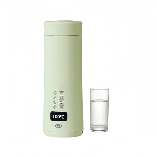 Barino ���^ �|�[�^�u���P�g�� 400ml �X�}�[�g�T�[���X�^�b�g LCD���x�\�� �󕰂��h�~ �^��f�M ���� �d�C�|�b�g �d�C�����J�b�v �X�e�����X ���s �R�[�q�[ �g���Ɏg�p �� �V�� �� �s���N (�O���[��)