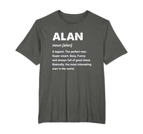 Questa maglietta Alan Design è l'abbigliamento perfetto per chiunque si chiami Alan. Divertente abbigliamento maglietta con definizione del nome Alan.