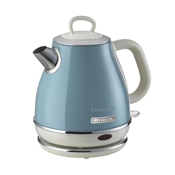 Ariete 2868 Bollitore Elettrico 1 Litri di Design Infusi, tè e tisane Autospegnimento 2000 Watt Acciaio Inox Linea Vintage Classic, Celeste