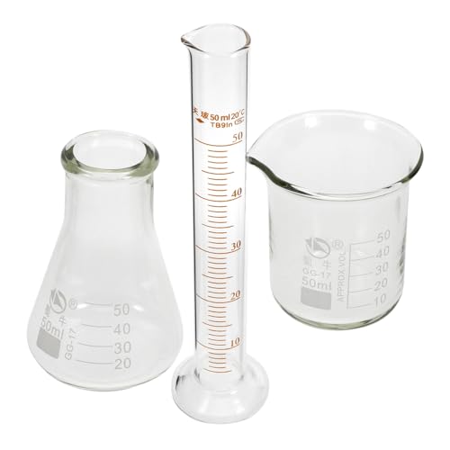 ROMISBABA 1 Set Glass Measuring Cylinder Scientific Beaker Conical Bottle Graduated Measuring Cup