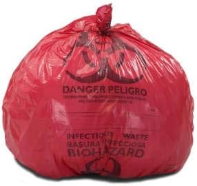 International Plastics CL-PIR-2423 24 x 23 in. 8-10 gal Red Medical Waste Trash Bags - Case of 500