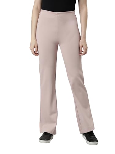 Image of GO COLORS Soft Cotton Stretch Flared Pant Full Length for Women| Breathable, High Rise