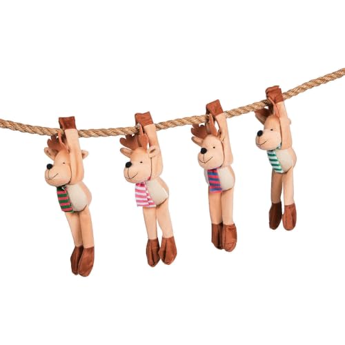 Fun Express Long Arm Reindeer Plush Stuffed Animals - Set of 12 - Christmas Toys and Stocking Stuffers
