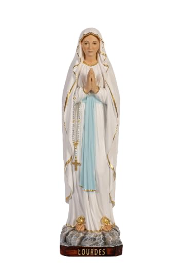 Generico Arte Sacra Caravaggio Statua della Madonna Lourdes cm 70 (27,55 inches) in resina decorata a mano di produzione artigianale italiana (OCCHI IN VETRO)