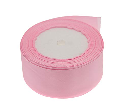 Image of ATRBB 25 Yards 1-1 /2 inch Pink Satin Ribbon for Gift Wrapping | Wedding, Bows, Colorfast Polyester Fabric Thick Ribbon for Bouquets Party Decor Crafts Handmade Flower DIY