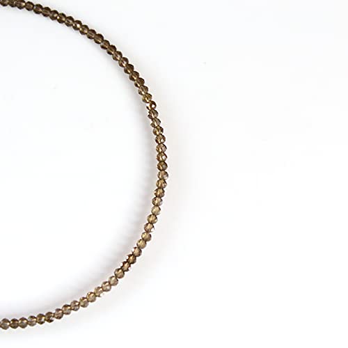 Gempires Natural Smoky Quartz Beads Necklace, Energy Healing Crystals, Silver Plated Chain, Birthday, Gift For Her, Gemstone Jewelry 18 Inch Aa+ Quality (Smoky Quartz) #TOP2