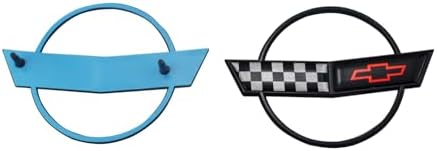 1Pc C4 Corvette Front Nose Hood Emblem 3D Badge Cross Flag Fits for 84 Through 90 Corvettes 10209060 (Black) image 5