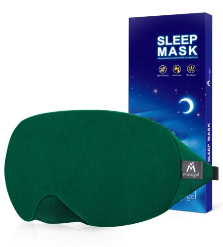 Image of Mavogel Cotton Sleep Eye Mask, Breathable Light Blocking Sleep Mask | Soft Comfortable Night Eye Mask for Men Women, Eye Cover for Travel /Sleeping /Shift Work, Includes Travel Pouch (Green)