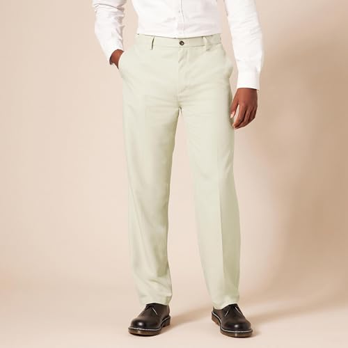 Image of Amazon Essentials Men's Classic-Fit Expandable-Waist Flat-Front Dress Pants