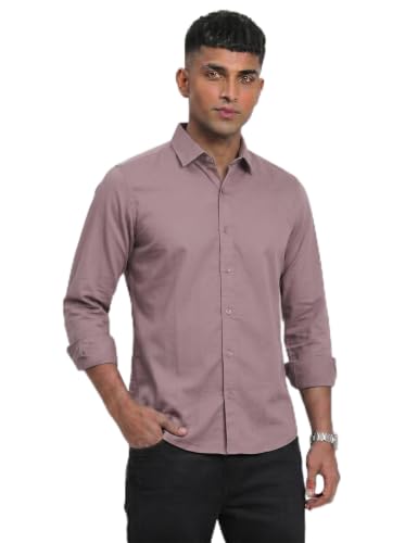 Image of DOXIC Men's Cotton Shirt with Spread Collar Neck Full Sleeves Classic Style Solid Pattern Regular Fit and Standard Length | Formal & Casual Wear Shirts