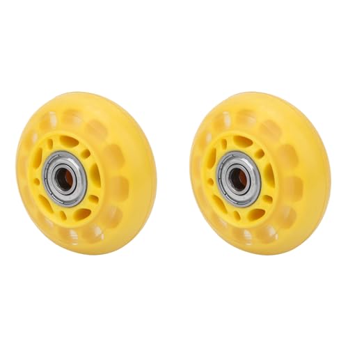 LiebeWH 2 Stück Rollen Rad Gelb PU Transparent Mute Rad 608ZZ Lager Skate Ersatzräder Gepäckwagen Zubehör 64 X 24 X 8 Mm