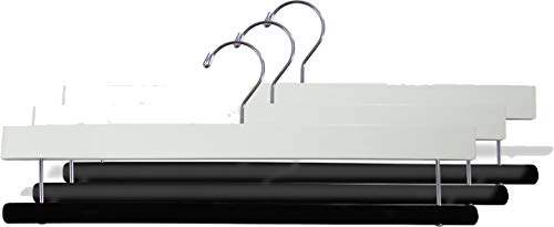 The Great American Hanger Company Extra Long Wooden Pants Hanger with Flocked Velvet Bar, 16 inch Big Wood Bottoms Hangers (10, White)