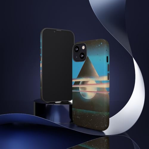 Coque iPhone 13 mate au design pyramide géométrique surréaliste noire - 2
