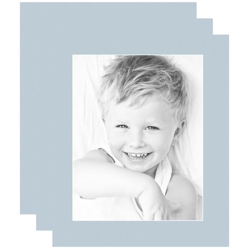 11x14 Fountain Blue/Baby Blue Custom Mat for Picture Frame with 7x10 Opening Size (Mat Only, Frame NOT Included) - 3 Pack
