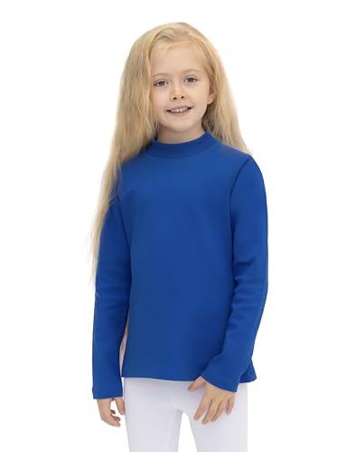 Image of Lilax Girls' Basic Long Sleeve Mock Turtleneck Cotton T-Shirt