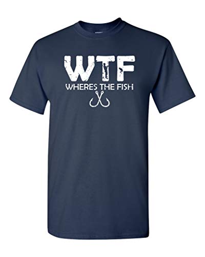 All Things Apparel WTF Where's The Fish Men's T-Shirt - 2XL Navy (ATA358)