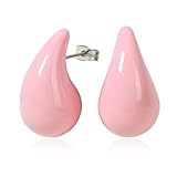 TaYolnFaSo Pendientes de gota de plata de ley 925 para mujer, chapados en oro de 18 quilates, pendientes esmaltados, regalo de joyería para esposa/novia, 30mm, Acero inoxidable, Sin piedra preciosa