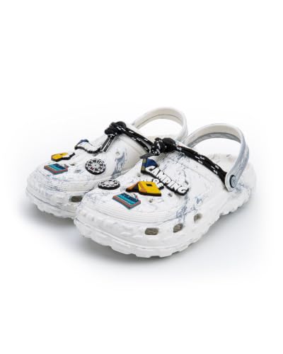 Image of Bacca Bucci x Discovery Camping Hero EVA Slides for Men, Marble Finish Clogs with Charms, Cushioned Lightweight Slip-On Sandals with Heel Strap