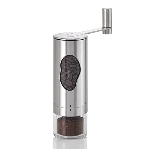 AdHoc Mrs. Bean Stainless Steel Coffee Grinder - 7' Manual Coffee Burr Grinder with Adjustable Coarseness Settings - Stainless Steel Coffee Bean Grinder - Easy-to-Clean Kitchen Tool