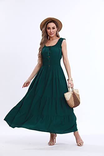 Image of OSTOO Women's 2026 Summer Boho Floral Print Tiered Casual Flowy Long Maxi Dress