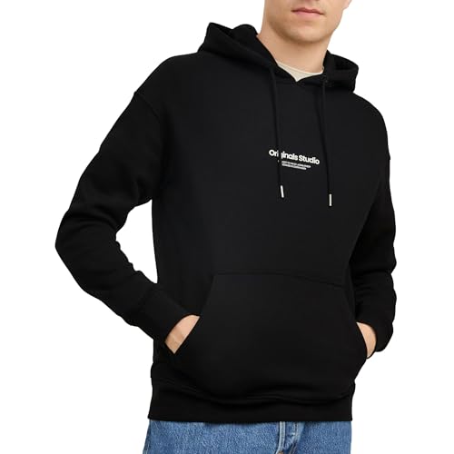 JACK & JONES Herren Hoodie Kapuzenpullover JORVESTERBRO - Relaxed Fit S-XXL, Größe:L, Farbe:Black 12241687