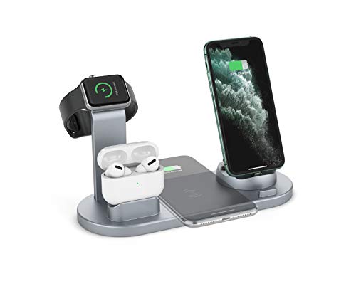 Image of 4 In 1 Usb Fast Wireless Charger Stand For Smartwatches (Gray)
