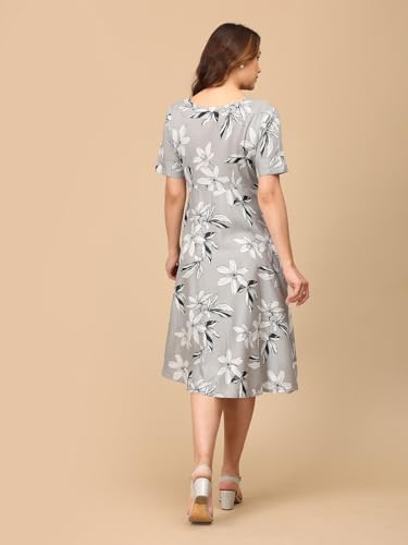 Image of The Mom Store Maternity and Nursing Dress | Pre and Post Pregnancy Dress for Womens | Zipper /Button Opening | Causal Wear | Trendy Stylish Causal Dresses for New Moms